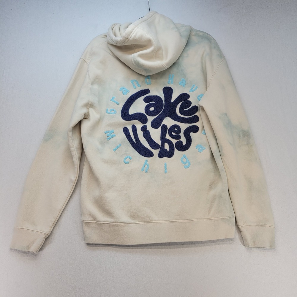 Lane Seven Hoodie Womens Large Cream Tie Dye Lake Vibes Grand Haven Michigan
